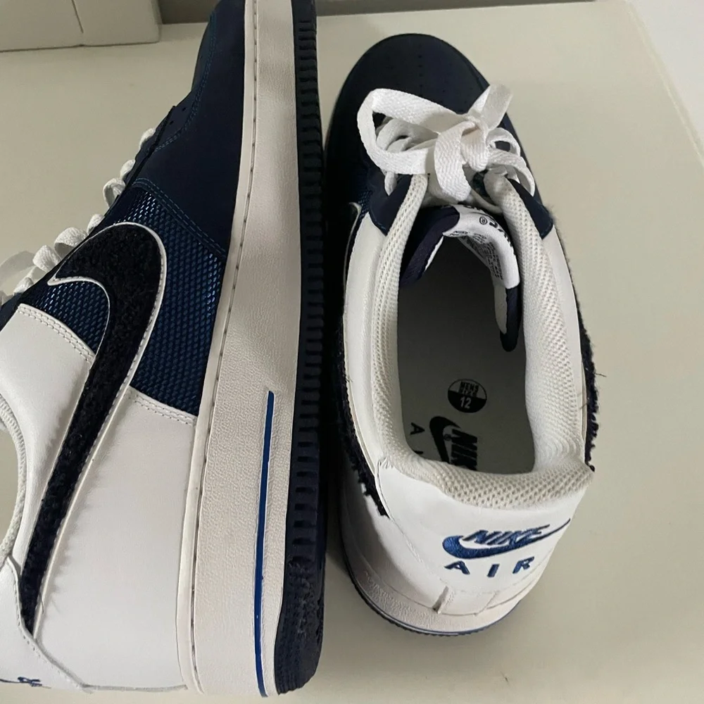 Mens Size 12 Royal Blackened Blue White Nike Air Force 1 Low Game Leather Shoes - Picture 5 of 9